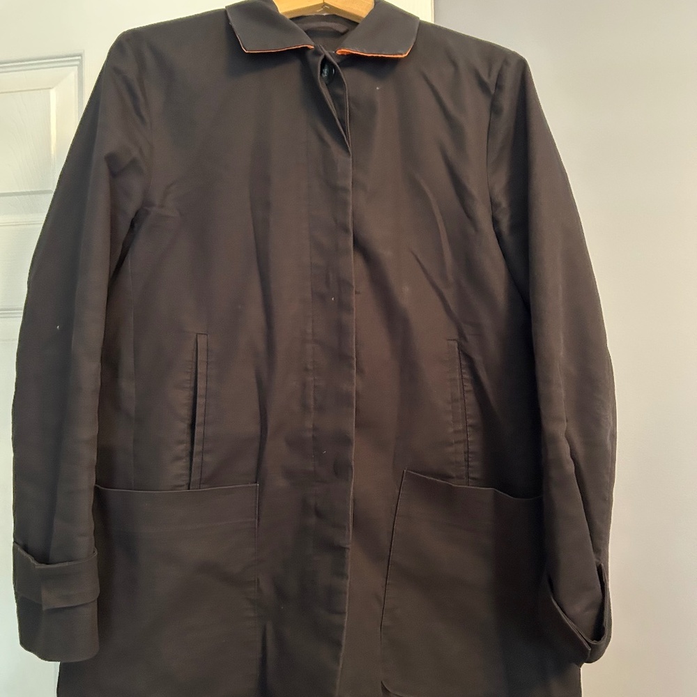Black Utility-Style Overcoat Jacket – Mid-Thigh Length